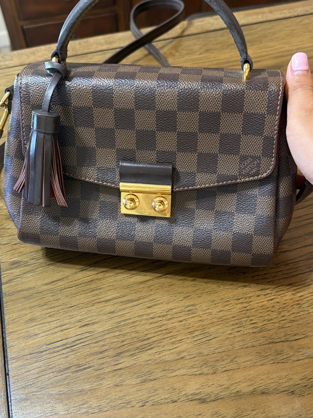 Louis Vuitton Brown Damier Top Handle Satchel with Tassel